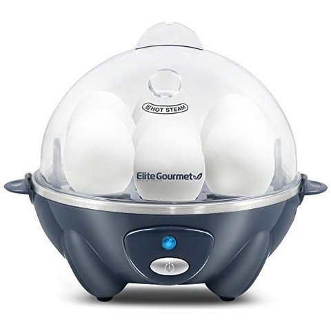 Elite Gourmet Cozedor de Ovos Rápido, 7 Ovos com Bandeja de Pocher, Azul