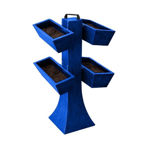 Kit 4 Vaso Planta Horta Grande Jardineira 50cm Floreira com Suporte Polietileno
