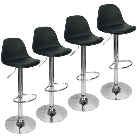 Conjunto 4 Banquetas Joly Eames Base Giratória Preto
