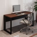 Ver imagem 1 de Mesa Plataforma Individual com Caixa de Tomadas Pés Metal 120cm Industrial Executive Louro Preto