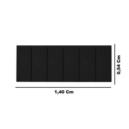 Cabeceira Painel Riscada Estofada para Cama de Casal 1,40 - Preto - 3