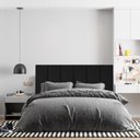 Ver imagem 1 de Cabeceira Painel Riscada Estofada para Cama de Casal 1,40 - Preto