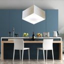Ver imagem 3 de Lustre Pendente Quadrado Md-4020 Cúpula em Tecido 21/35x35cm Linho Bege - Bivolt