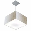 Ver imagem 1 de Lustre Pendente Quadrado Md-4020 Cúpula em Tecido 21/35x35cm Linho Bege - Bivolt