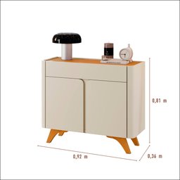 Buffet Aros 2 Portas Pés Madeira Maciça Off White/ Naturalle - 4