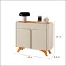 Buffet Aros 2 Portas Pés Madeira Maciça Off White/ Naturalle - 4