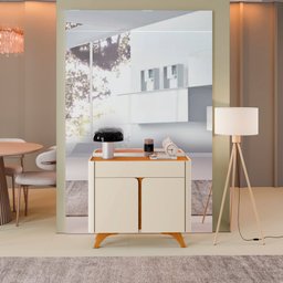Buffet Aros 2 Portas Pés Madeira Maciça Off White/ Naturalle - 7