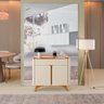 Buffet Aros 2 Portas Pés Madeira Maciça Off White/ Naturalle - 7