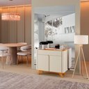 Ver mais imagens de Buffet Aros 2 Portas Pés Madeira Maciça Off White/ Naturalle