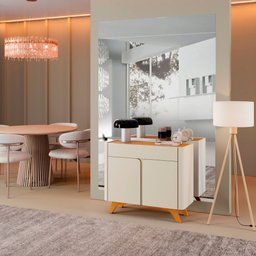 Buffet Aros 2 Portas Pés Madeira Maciça Off White/ Naturalle - 8