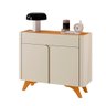 Buffet Aros 2 Portas Pés Madeira Maciça Off White/ Naturalle - 1