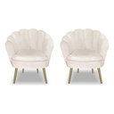 Ver imagem 2 de Kit 2 Poltronas Pétala Luxo Pés Dourado Veludo Bege para Lash Designer Bz Home Decor