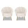 Kit 2 Poltronas Pétala Luxo Pés Dourado Veludo Bege para Lash Designer Bz Home Decor - 2