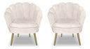 Ver imagem 2 de Kit 2 Poltronas Pétala Luxo Pés Dourado Veludo Bege para Lash Designer Bz Home Decor