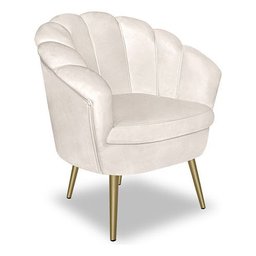 Kit 2 Poltronas Pétala Luxo Pés Dourado Veludo Bege para Lash Designer Bz Home Decor - 3