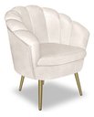 Ver imagem 3 de Kit 2 Poltronas Pétala Luxo Pés Dourado Veludo Bege para Lash Designer Bz Home Decor