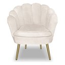Ver imagem 4 de Kit 2 Poltronas Pétala Luxo Pés Dourado Veludo Bege para Lash Designer Bz Home Decor