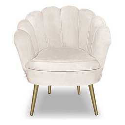 Kit 2 Poltronas Pétala Luxo Pés Dourado Veludo Bege para Lash Designer Bz Home Decor - 4