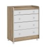 Cômoda Infantil 4 Gavetas Doce Sonho Carvalho/Branco com Trocador e Pés - Qmovi - 1