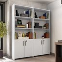 Ver mais imagens de Kit com 2 Armários para Escritório Semi-Aberto 2 Portas com Chave Branco