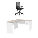 Ver imagem 1 de Mesa de Escritório em L 120x60cm com Gaveta + Cadeira Ergonômica Reclinável