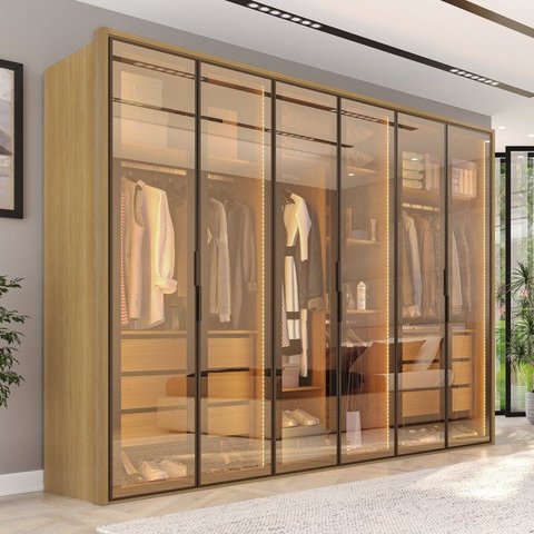 Guarda Roupa 6 Portas Reflecta 6 Gavetas Estrutura 100% MDF Lizz