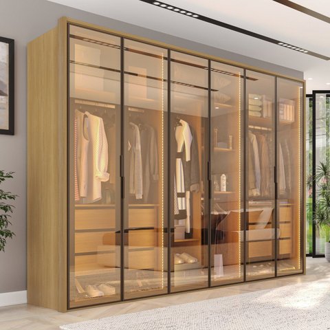 Guarda Roupa 6 Portas Reflecta 6 Gavetas Estrutura 100% MDF Lizz
