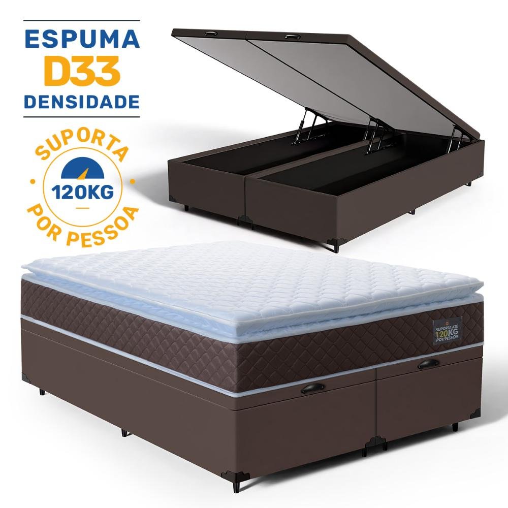 Cama Box Baú com Colchão de Espuma D33 Pillow Top Comfort Luxo Queen 158cm - 3