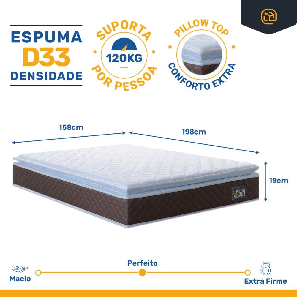 Cama Box Baú com Colchão de Espuma D33 Pillow Top Comfort Luxo Queen 158cm - 6