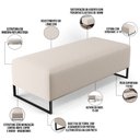 Ver imagem 3 de Puff Decorativo Sala de Estar Bali W01 Base Ferro 120x50 cm Linho Cru - Lyam Decor