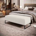 Ver imagem 2 de Puff Decorativo Sala de Estar Bali W01 Base Ferro 120x50 cm Linho Cru - Lyam Decor