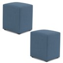 Ver imagem 1 de Kit 02 Puffs Decorativos Sala de Estar Quadrado 36x47cm Linho Denim - Desk Design