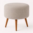 Ver imagem 1 de Puff Redondo Pés Madeira 40cm Yuna Linho Bege - Sallar Home