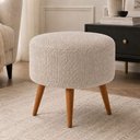 Ver imagem 2 de Puff Redondo Pés Madeira 40cm Yuna Linho Bege - Sallar Home