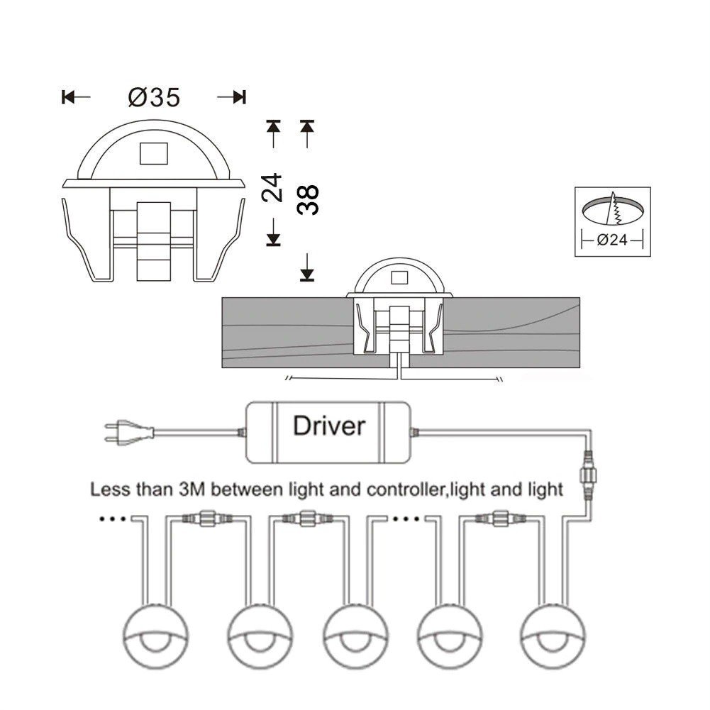 10 Balizadores Led Embutir Parede Escada Deck Madeira Chão Dangos - 5