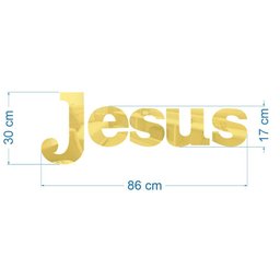 Palavra em Acrílico Espelhado "jesus" - Modelo 3 com 30cm Altura Dourado - 2