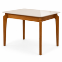 Ver imagem 1 de Mesa de Jantar Egeu 1,60m Madeira Maciça com Tampo de Vidro Madesala Mel | Off White