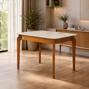 Ver imagem 2 de Mesa de Jantar Egeu 1,60m Madeira Maciça com Tampo de Vidro Madesala Mel | Off White