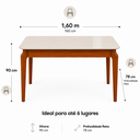 Ver imagem 3 de Mesa de Jantar Egeu 1,60m Madeira Maciça com Tampo de Vidro Madesala Mel | Off White