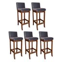 Ver imagem 1 de Kit 5 Banquetas Alta Estofada para Bancada de Cozinha Espanha Madeira Castanho Suede Cinza CCS