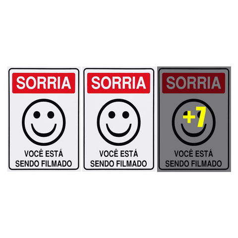 Combo 10 Placas de Sinalização Sorria Você Está Sendo Filmado 15x20 Acesso - P-26 F9e