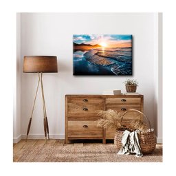 Quadro Paisagens e Natureza Amazing Beautiful Sunset C/ Moldura Marrom:100 X 70 Cm - 3