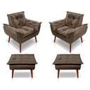 Ver imagem 1 de Kit C-02 Poltronas Opala + 02 Puff Opala Elegante Suede Marrom