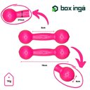 Ver imagem 2 de Kit de Halteres Revestidos Pares de 1,2 e 3 Kg - Rosa
