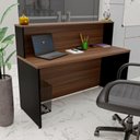 Ver imagem 1 de Balcão Atendimento Recepção Consultório 1400x600 Netmobil - Nogal