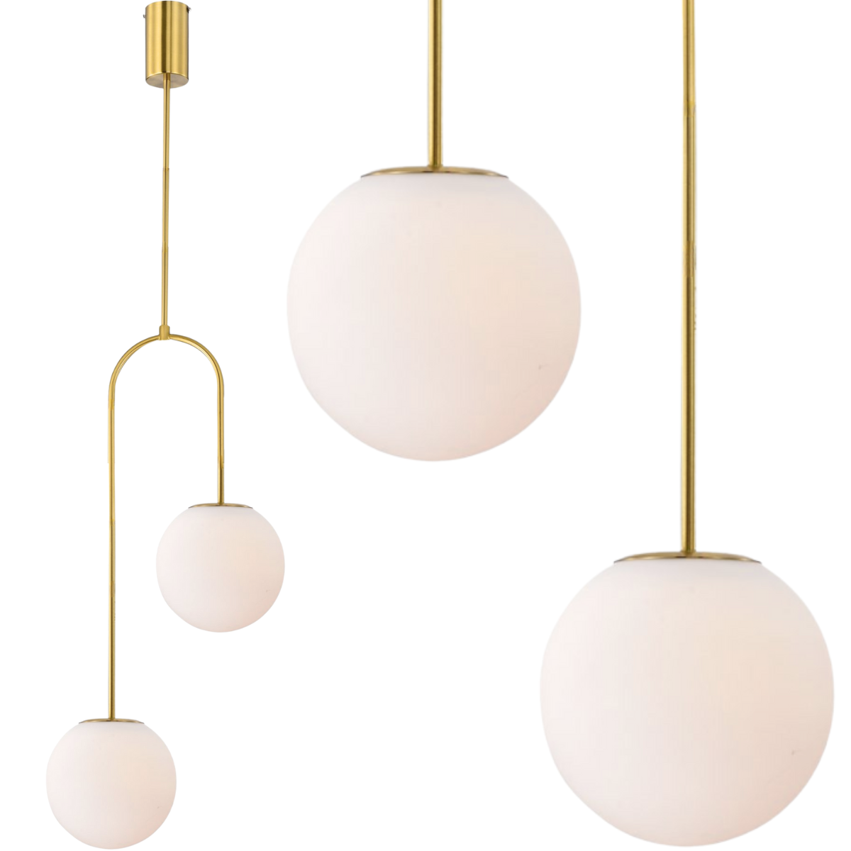 Luminária Pendente Teto 92cm Jabuticaba Globo Vidro 12cm G9 Dourada Kjdd-e-069-gold Gimpo