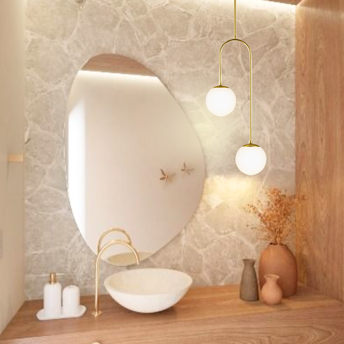 Ver imagem 3 de Luminária Pendente Teto 92cm Jabuticaba Globo Vidro 12cm G9 Dourada Kjdd-e-069-gold Gimpo