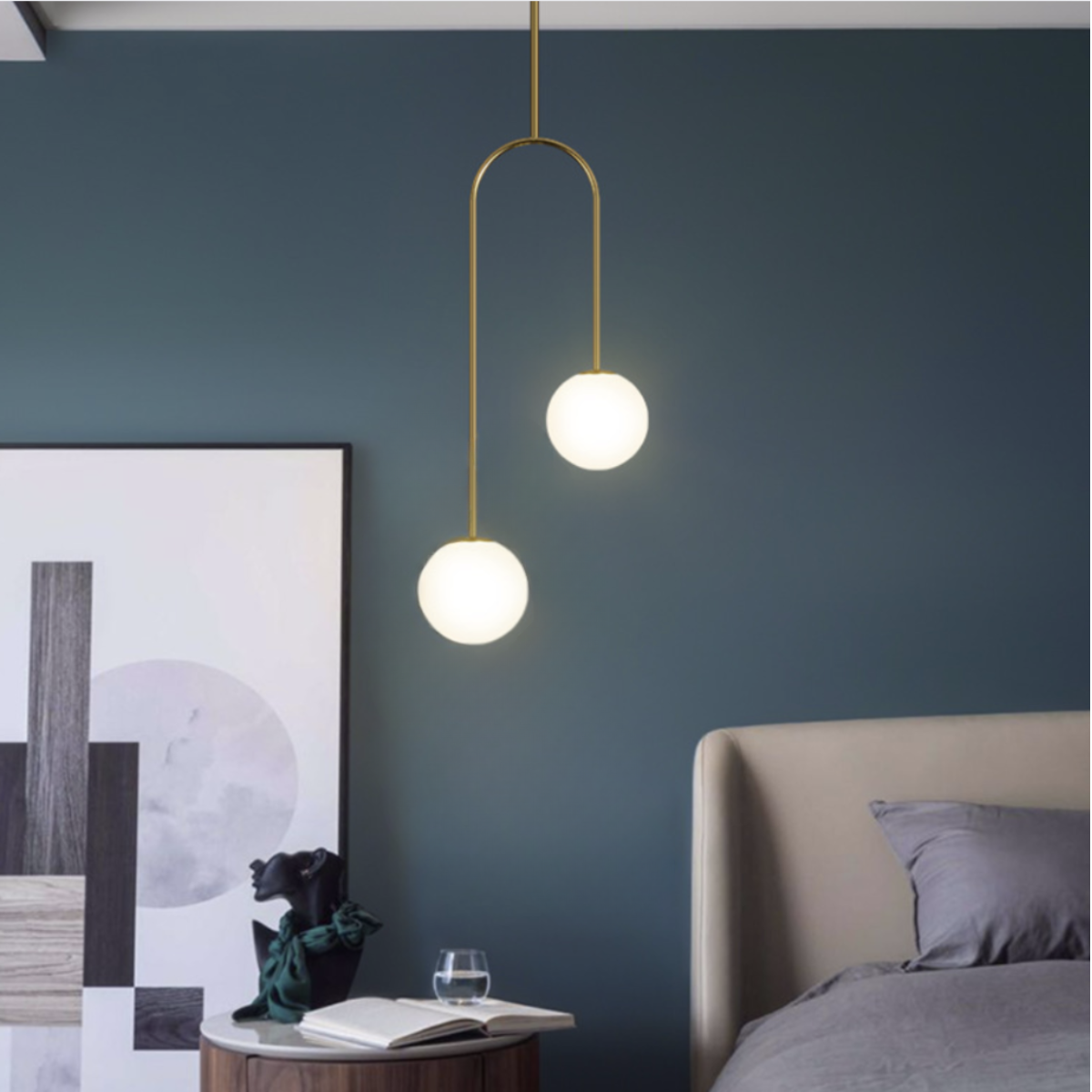 Ver mais imagens de Luminária Pendente Teto 92cm Jabuticaba Globo Vidro 12cm G9 Dourada Kjdd-e-069-gold Gimpo