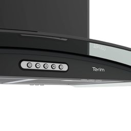 Coifa Terim Ilha Teto Vidro Curvo Black 90 Cm - 5