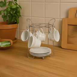 Suporte Organizador Porta Xícaras e Pires Aço Cromado Prime - Araminas - 2